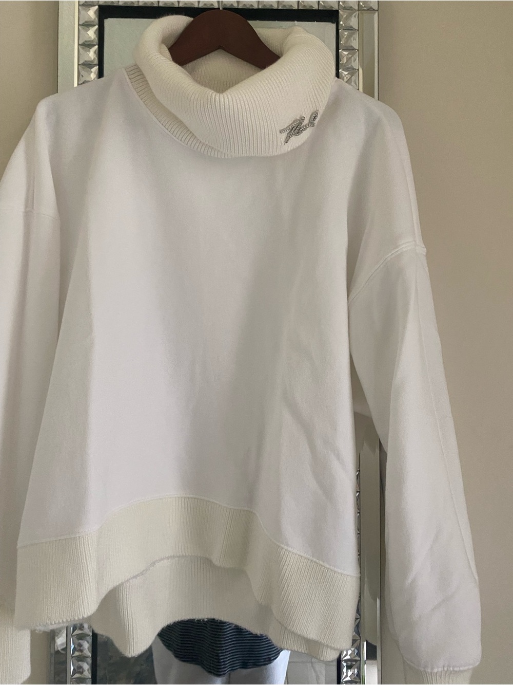 Karl Lagerfeld White Cowl Neck Sweater
